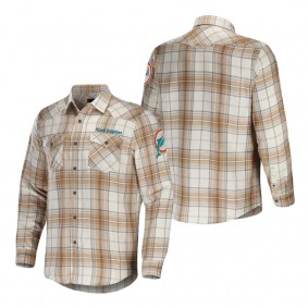 Men's Miami Dolphins NFL x Darius Rucker Collection by Fanatics Tan Flannel Long Sleeve Button-Up Shirt