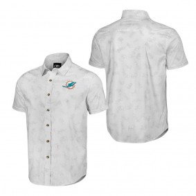 Men's Miami Dolphins NFL x Darius Rucker Collection by Fanatics White Woven Short Sleeve Button Up Shirt