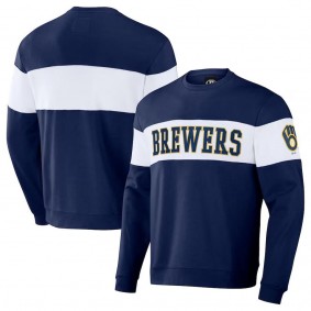 Milwaukee Brewers Darius Rucker Stripe Pullover Sweatshirt Navy
