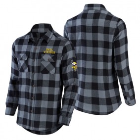 Men's Minnesota Vikings NFL x Darius Rucker Collection by Fanatics Black Flannel Long Sleeve Button-Up Shirt