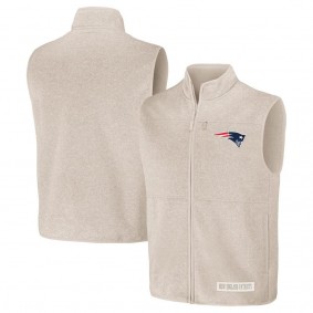New England Patriots NFL x Darius Rucker Full-Zip Sweater Vest Oatmeal