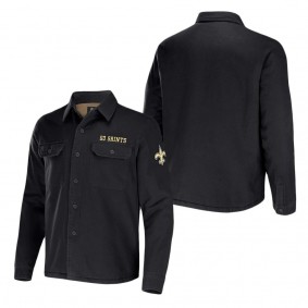 Men's New Orleans Saints NFL x Darius Rucker Collection by Fanatics Black Canvas Button-Up Shirt Jacket