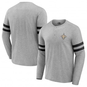 New Orleans Saints NFL x Darius Rucker Henley Long Sleeve T-Shirt Heather Gray