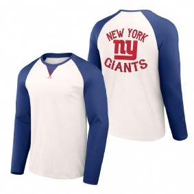 Men's New York Giants NFL x Darius Rucker Collection by Fanatics Cream Royal Long Sleeve Raglan T-Shirt