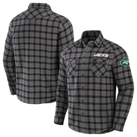 New York Jets NFL x Darius Rucker Flannel Long Sleeve Button-Up Shirt Gray