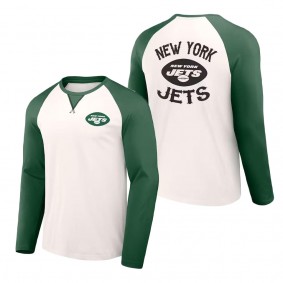 Men's New York Jets NFL x Darius Rucker Collection by Fanatics Cream Green Long Sleeve Raglan T-Shirt