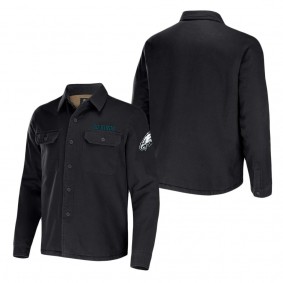 Men's Philadelphia Eagles NFL x Darius Rucker Collection by Fanatics Black Canvas Button-Up Shirt Jacket