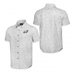 Men's Philadelphia Eagles NFL x Darius Rucker Collection by Fanatics White Woven Short Sleeve Button Up Shirt