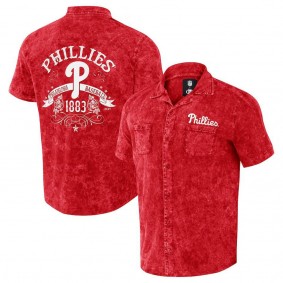 Philadelphia Phillies Darius Rucker Denim Team Color Button-Up Shirt Red