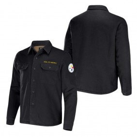 Men's Pittsburgh Steelers NFL x Darius Rucker Collection by Fanatics Black Canvas Button-Up Shirt Jacket