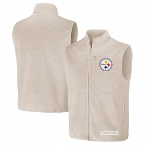 Pittsburgh Steelers NFL x Darius Rucker Full-Zip Sweater Vest Oatmeal
