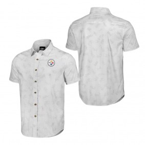 Men's Pittsburgh Steelers NFL x Darius Rucker Collection by Fanatics White Woven Short Sleeve Button Up Shirt
