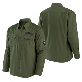 Raiders NFL x Darius Rucker Collection Olive Long Sleeve Button-Up Shirt Jacket