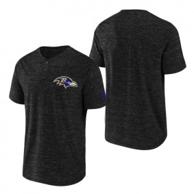 Ravens NFL x Darius Rucker Collection Black Slub Henley T-Shirt