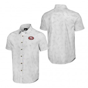 Men's San Francisco 49ers NFL x Darius Rucker Collection by Fanatics White Woven Short Sleeve Button Up Shirt