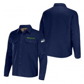 Men's Seattle Seahawks NFL x Darius Rucker Collection by Fanatics College Navy Canvas Button-Up Shirt Jacket
