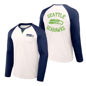 Men's Seattle Seahawks NFL x Darius Rucker Collection by Fanatics Cream College Navy Long Sleeve Raglan T-Shirt