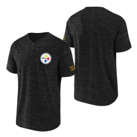 Steelers NFL x Darius Rucker Collection Black Slub Henley T-Shirt
